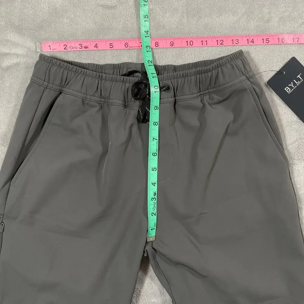 Bylt Shorts Mens Small Grey Ryse Fleece Stretch Casual Drawstring Activewear
